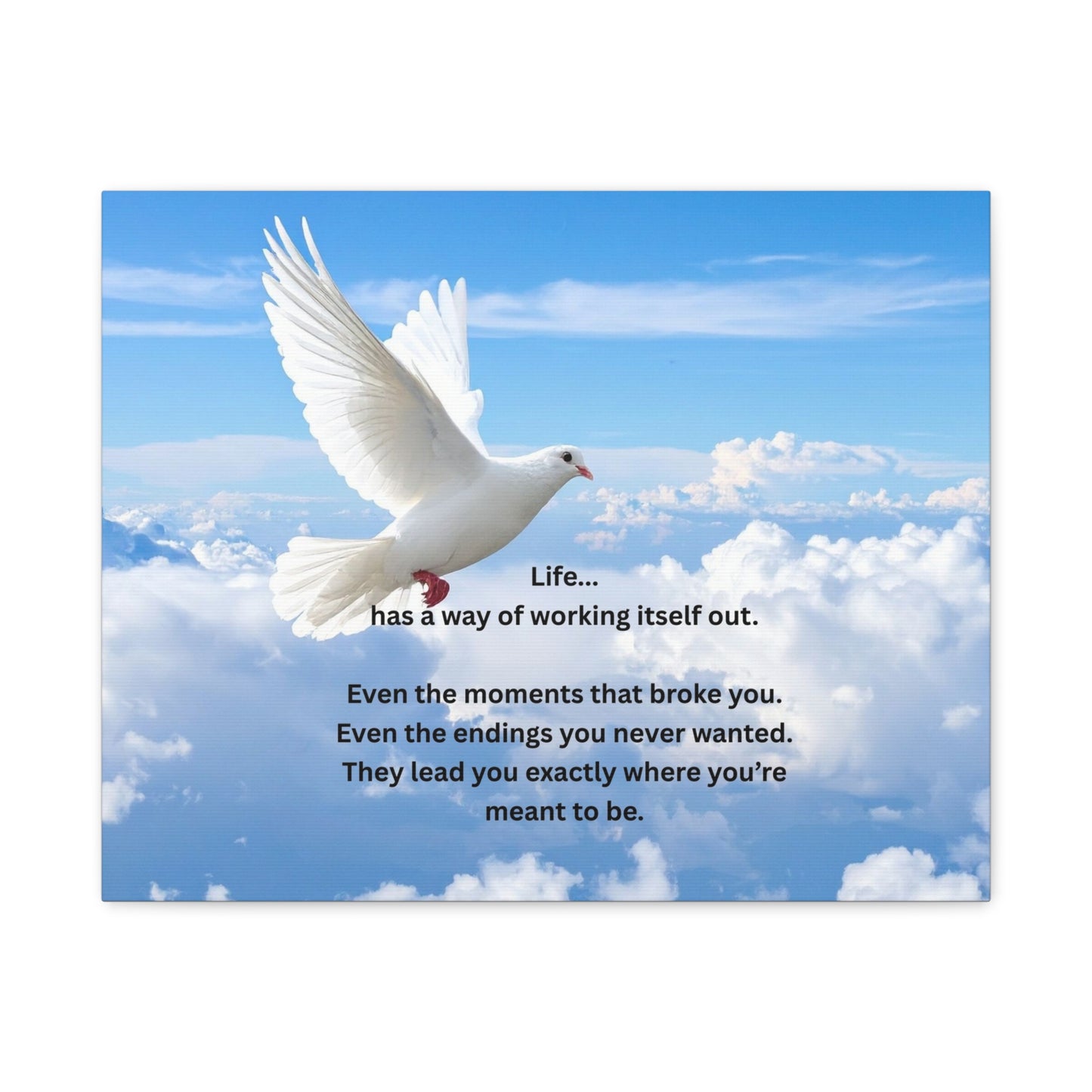Inspirational Dove Canvas Print – 'Life... has a way of working itself out'