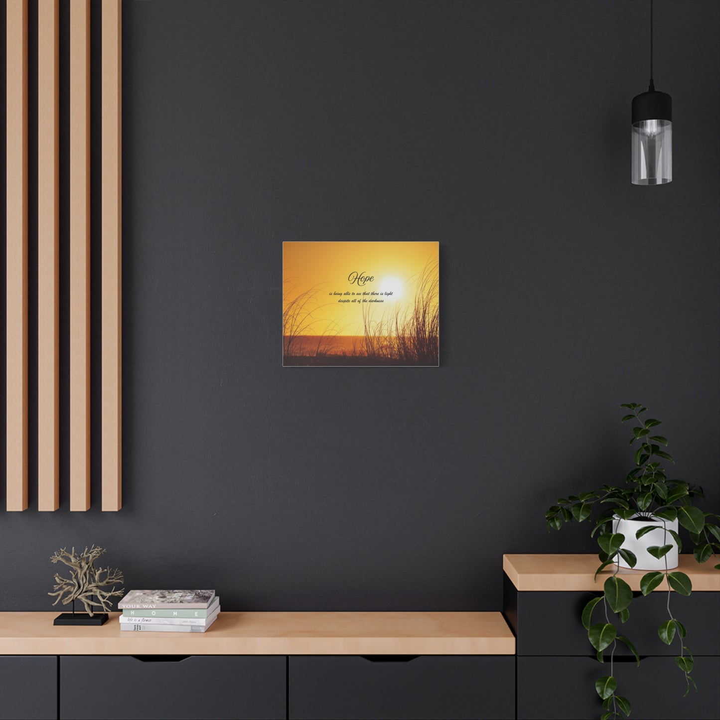 Hope Sunrise Canvas Wall Art — Inspirational Quote Beach Print
