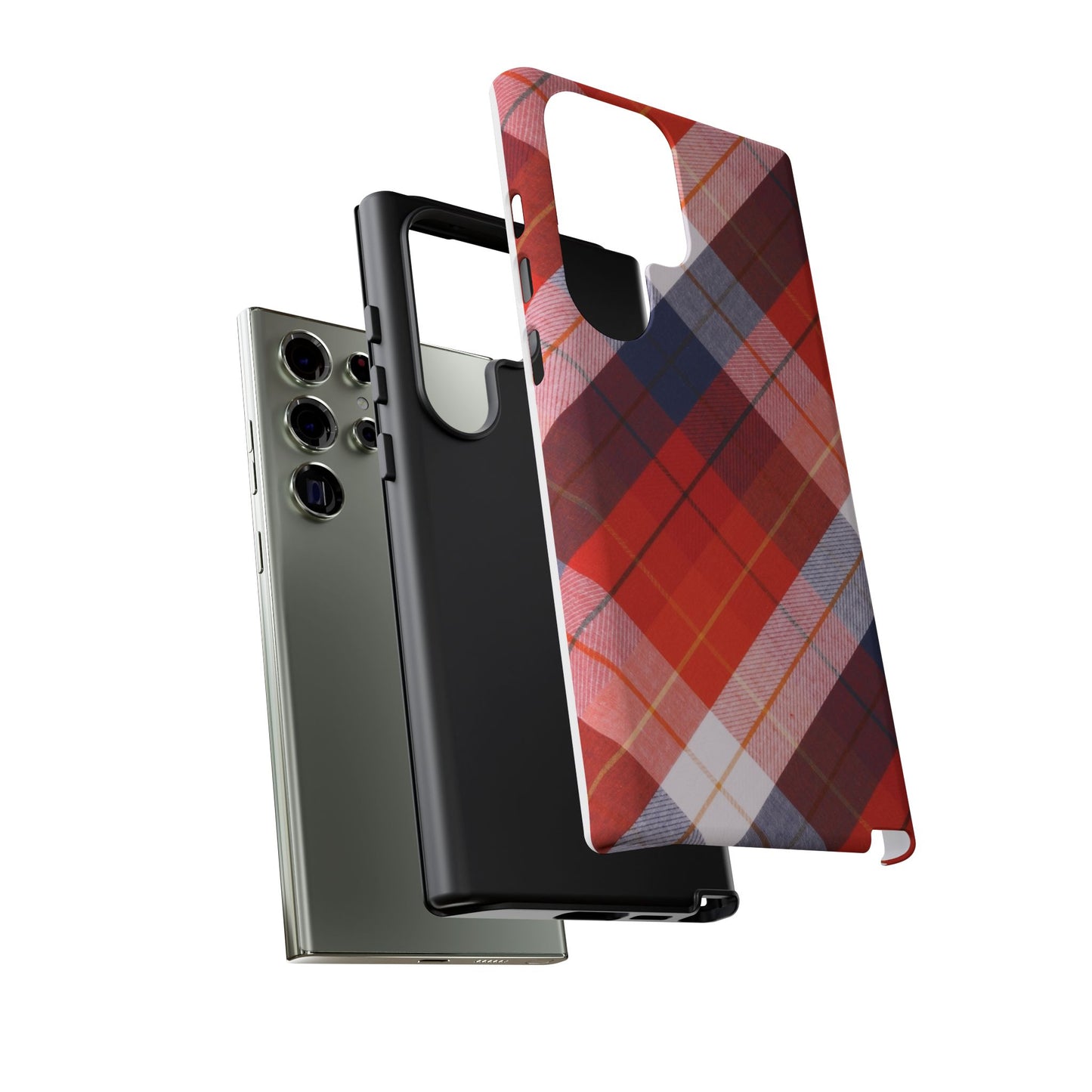 Tough Cases, Beautiful Red, White & Blue Plaid Design