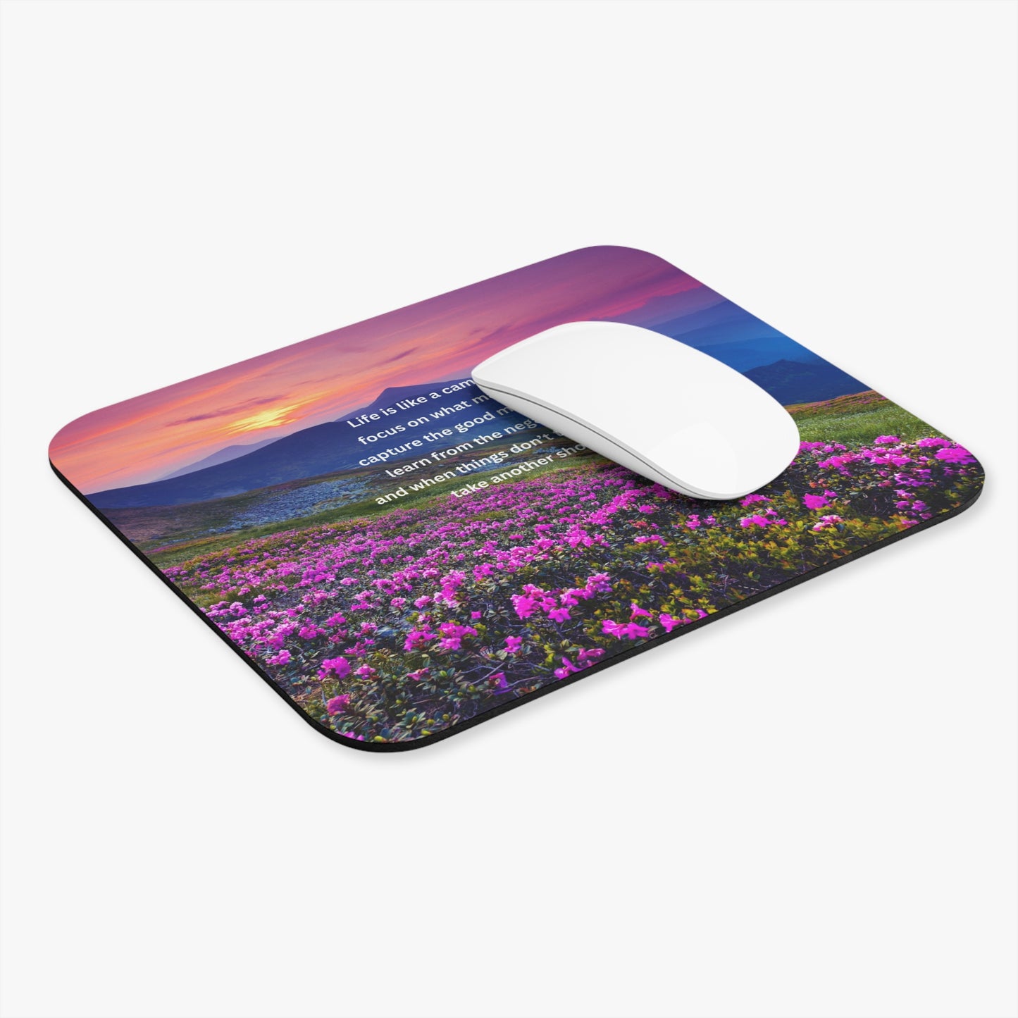 Inspirational Landscape Mouse Pad — "Life is like a camera..." Motivational Desk Mat
