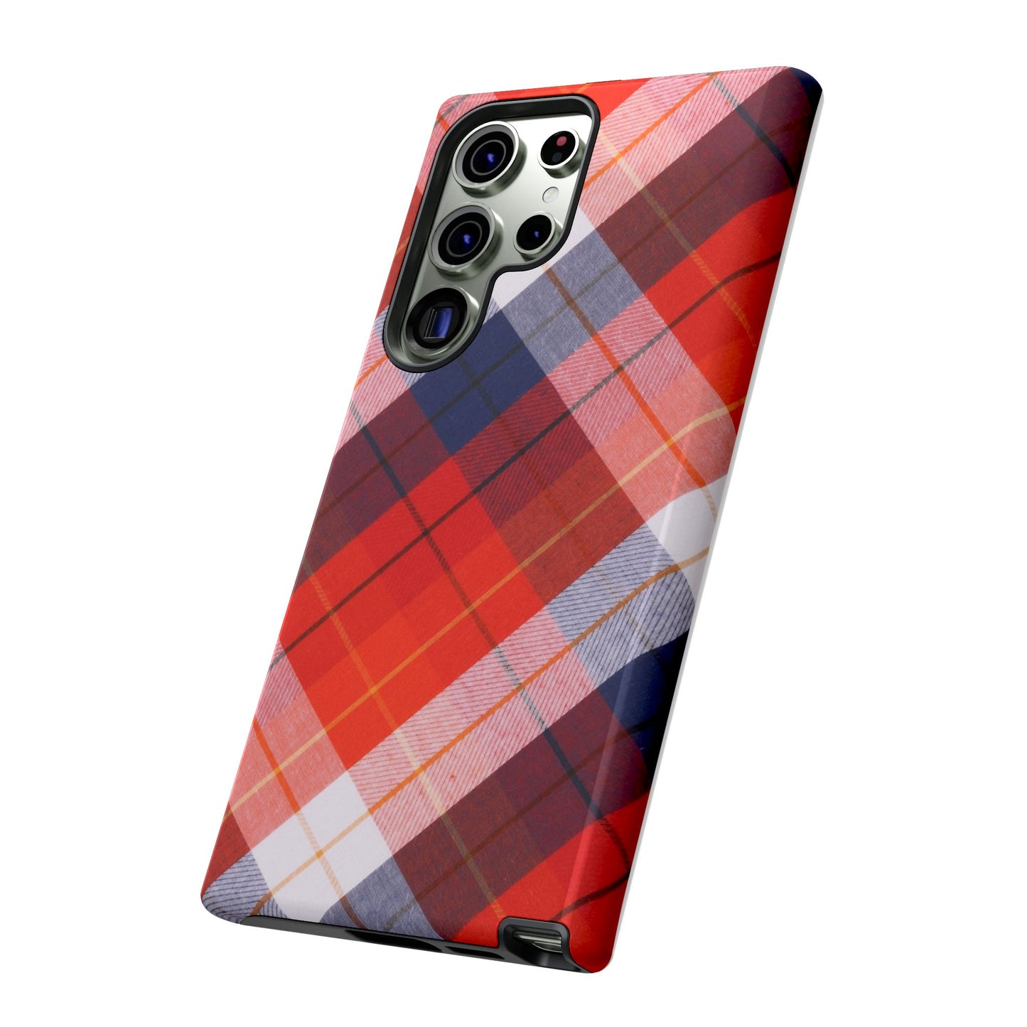 Tough Cases, Beautiful Red, White & Blue Plaid Design