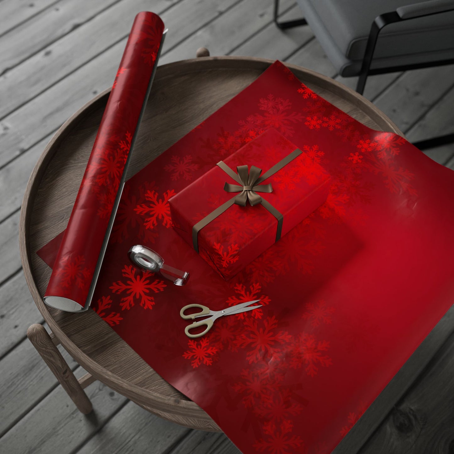 Festive Wrapping Paper, Elegant Holiday Gift Wrap, Red Snowflake Design, Premium Christmas Wrap, Birthday Party Supplies