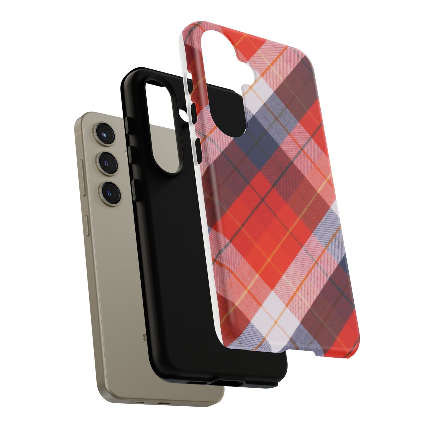 Tough Cases, Beautiful Red, White & Blue Plaid Design