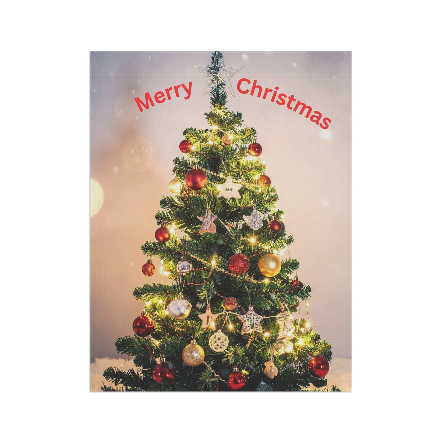 Merry Christmas Garden Flag — Holiday Outdoor Banner with Decorated Christmas Tree