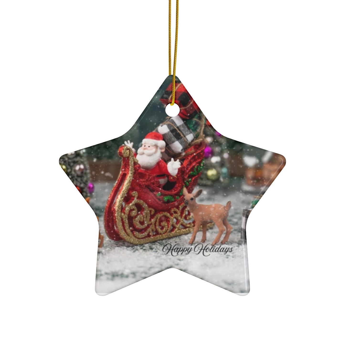 Christmas Ceramic Ornaments - Double-Sided Holiday Decorations, Custom Gifts for Tree, Home Decor, Festive Hanging Ornaments
