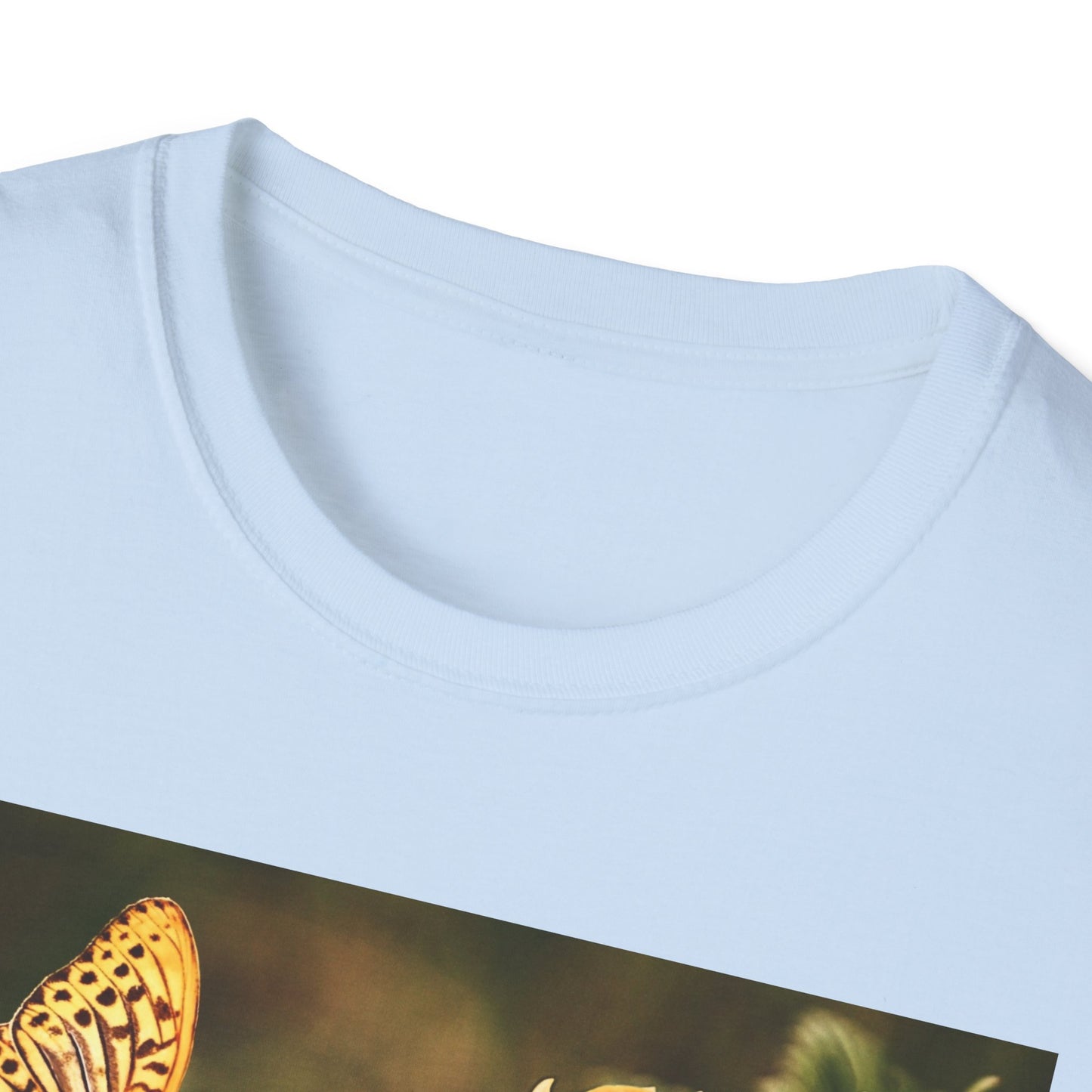 Butterfly & Flower  Softstyle T-Shirt, Nature Tee, Gift for Nature Lovers, Floral Art Shirt, Casual Wear, Summer Top