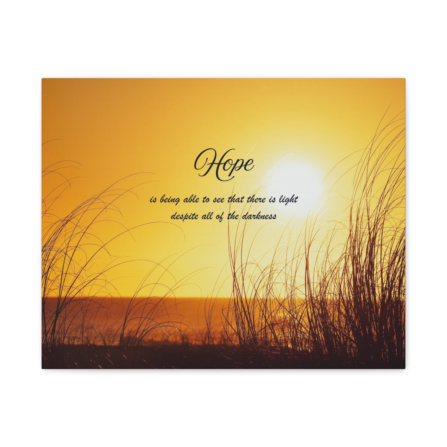 Hope Sunrise Canvas Wall Art — Inspirational Quote Beach Print