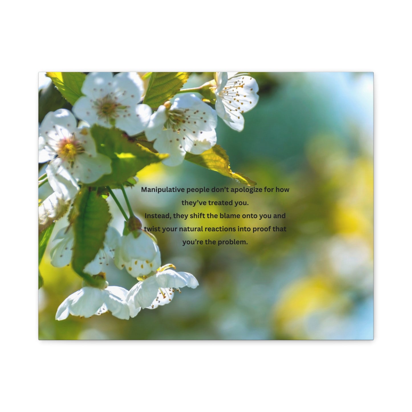Inspirational Floral Canvas Wall Art — "Manipulative people don't apologize" Quote