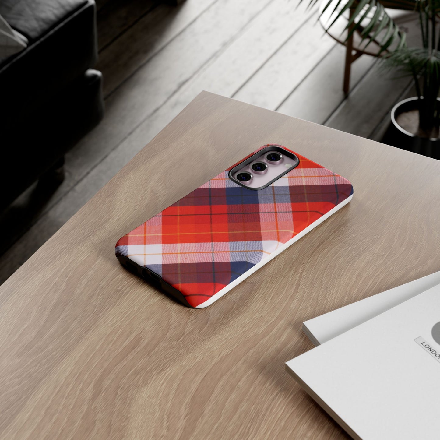 Tough Cases, Beautiful Red, White & Blue Plaid Design
