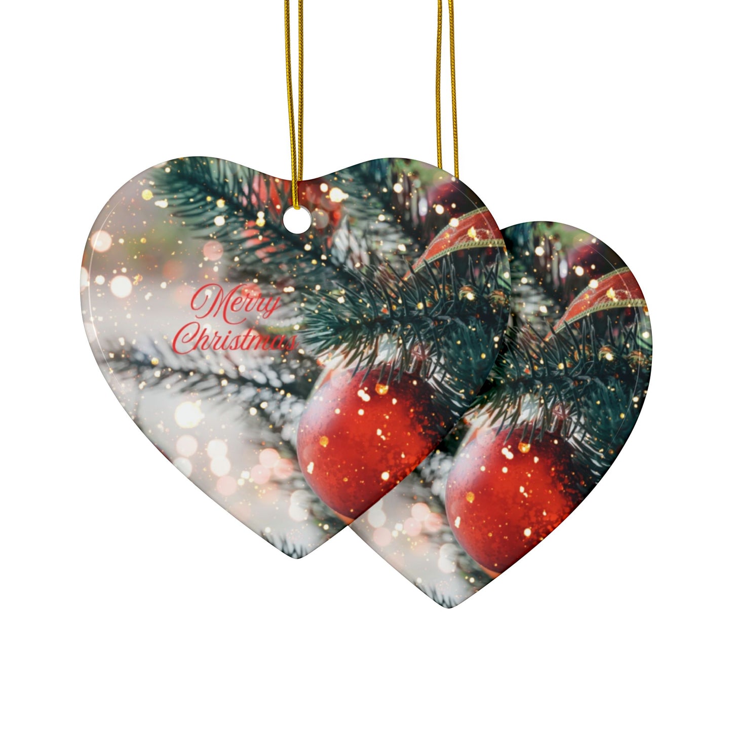 Festive Ceramic Ornaments - Double-Sided Christmas Decorations, Holiday Gift, Tree Ornaments, Seasonal Decor, Merry Christmas