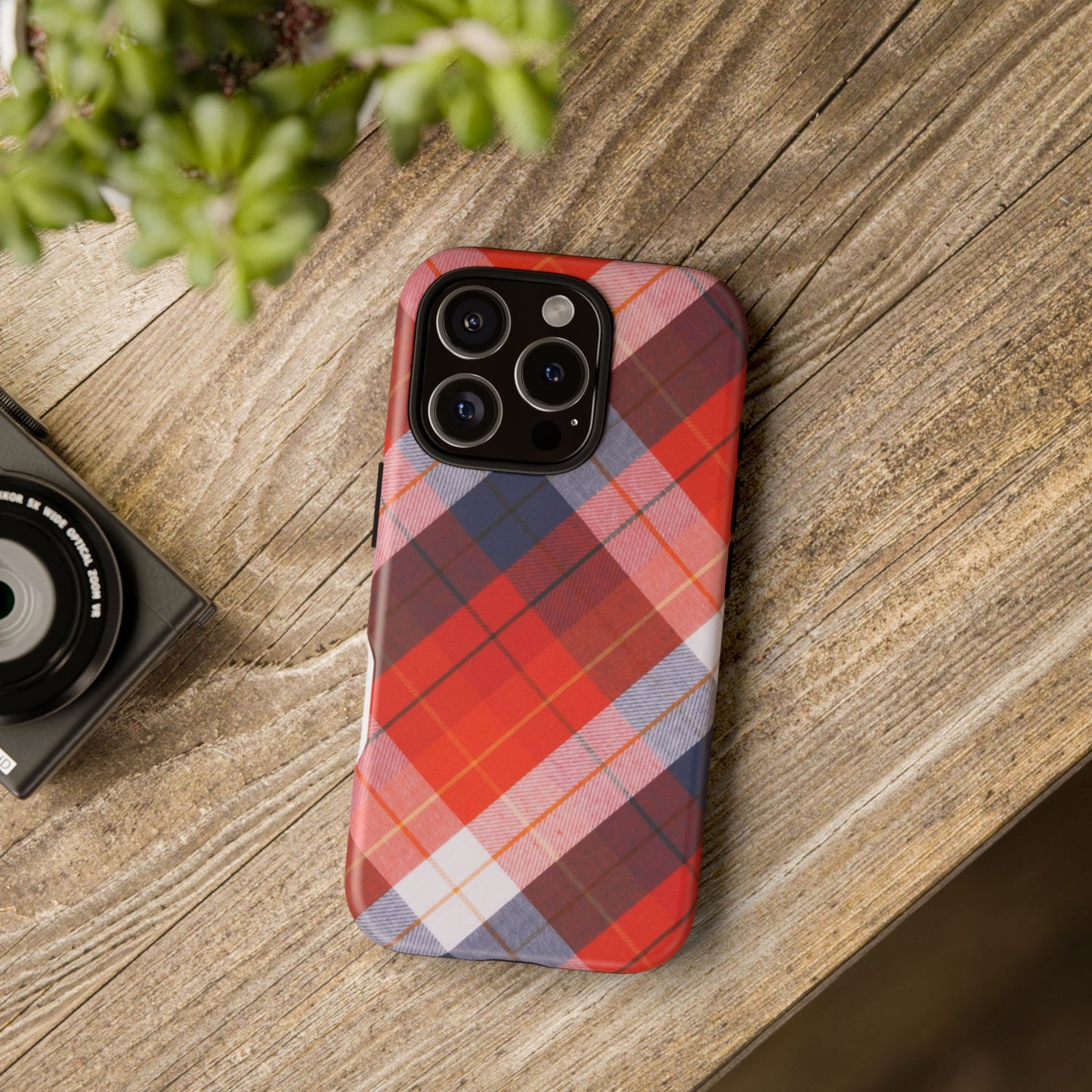 Tough Cases, Beautiful Red, White & Blue Plaid Design