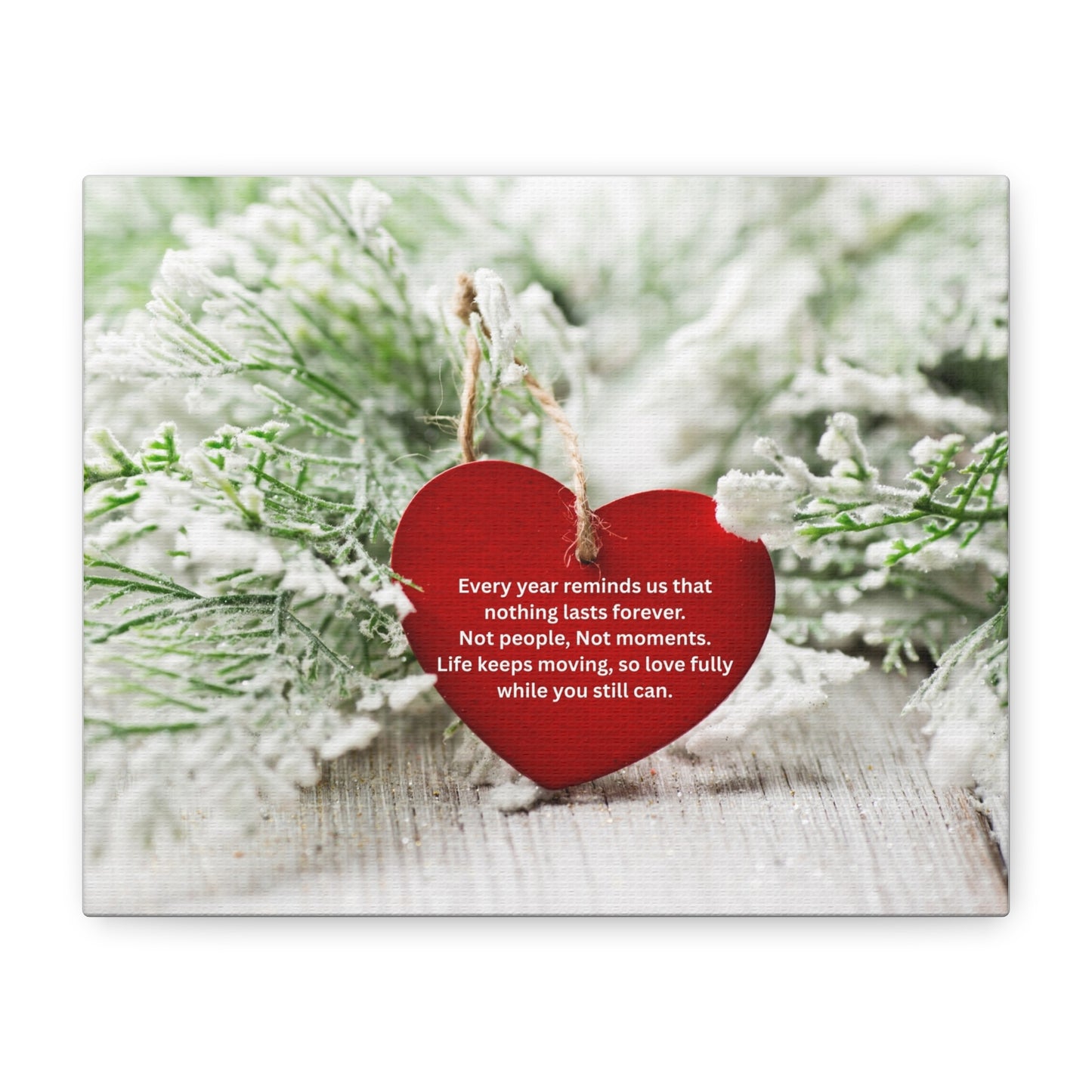 Canvas Wall Art - Red Heart Ornament with Inspirational Quote (Matte Stretched Canvas)
