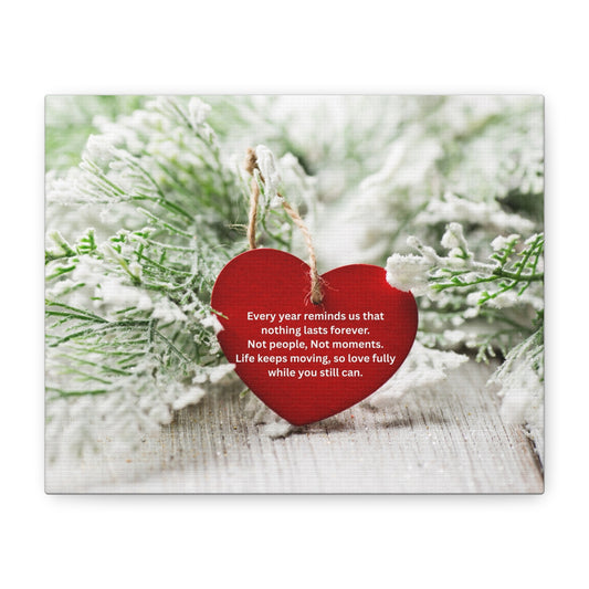 Canvas Wall Art - Red Heart Ornament with Inspirational Quote (Matte Stretched Canvas)
