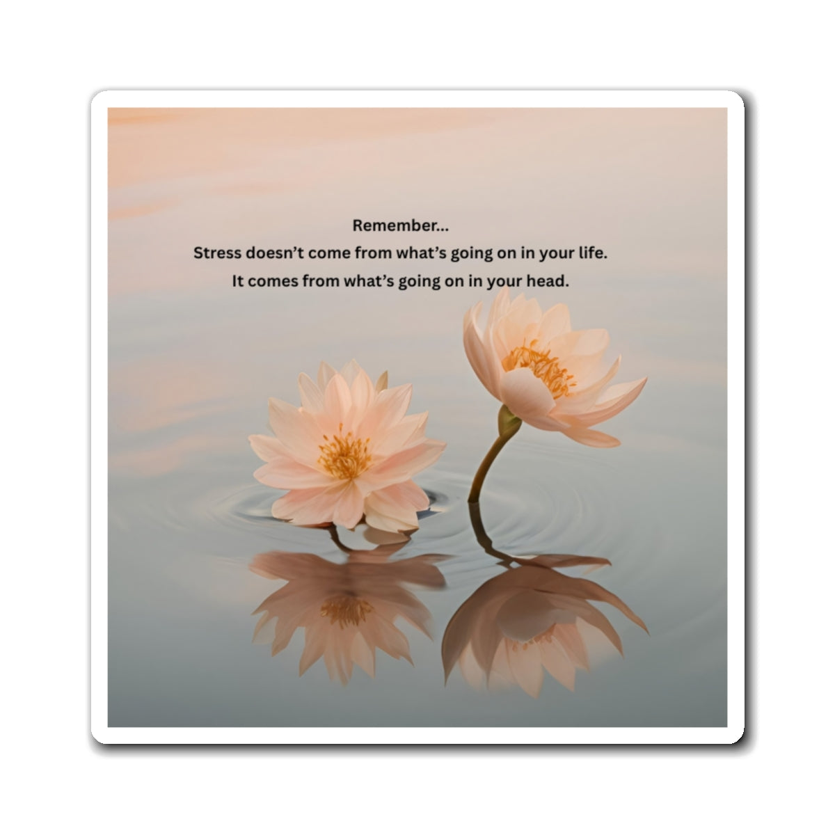 Lotus Reflection Magnet — Inspirational Reminder "Stress doesn’t come from what’s going on in your life"