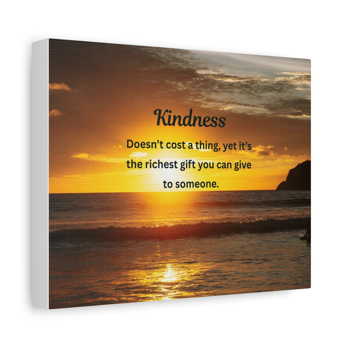 Kindness Quote Sunset Canvas Wall Art — Inspirational Matte Stretched Canvas