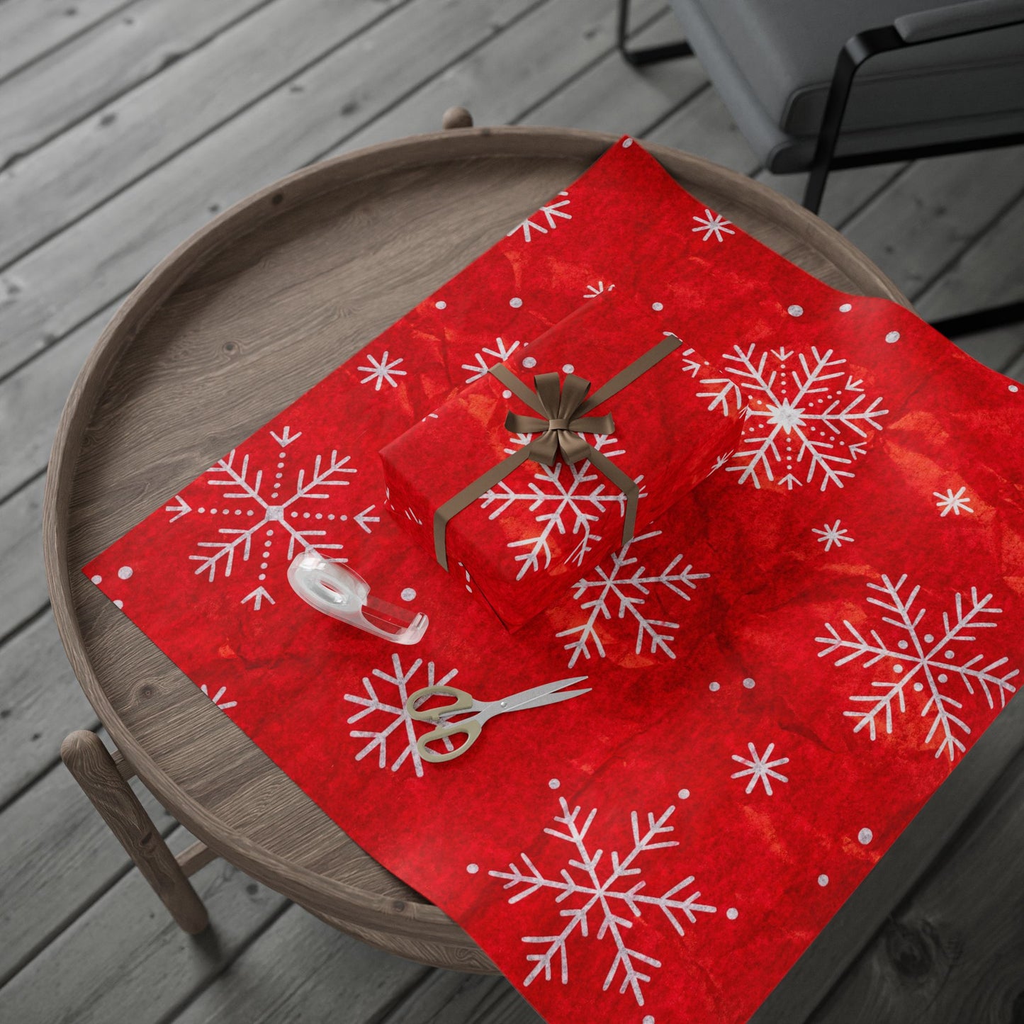 Holiday Snowflake Wrapping Paper Roll – Red Christmas Gift Wrap