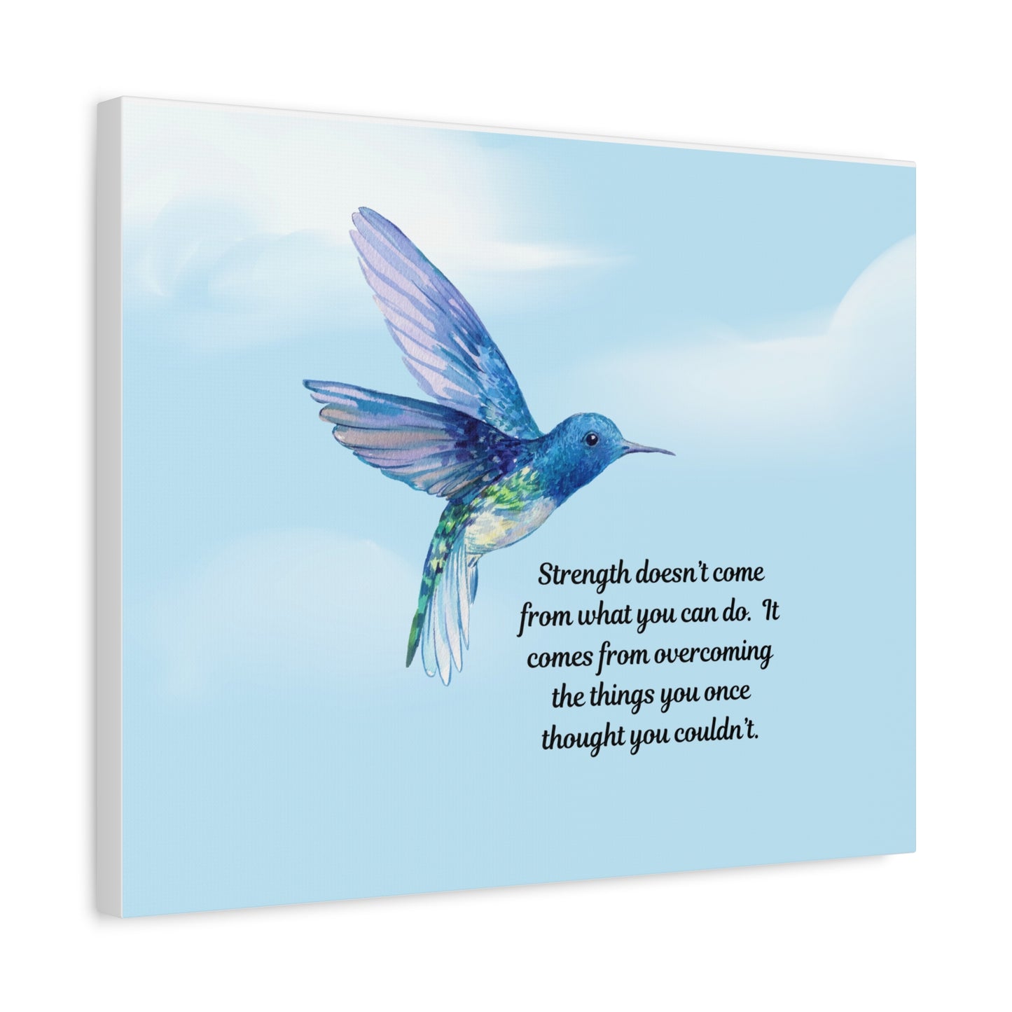 Inspirational Canvas Wall Art, Hummingbird Decor, Motivation Gift, Home Office Decoration, Strength Quote