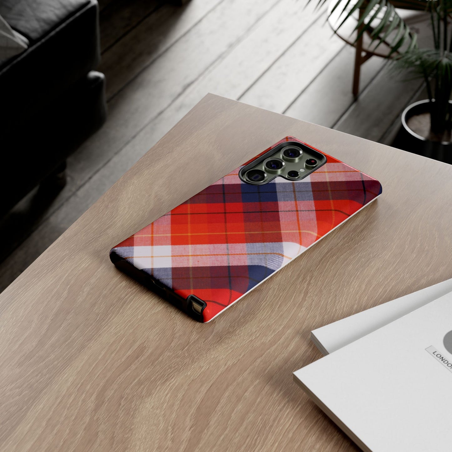 Tough Cases, Beautiful Red, White & Blue Plaid Design