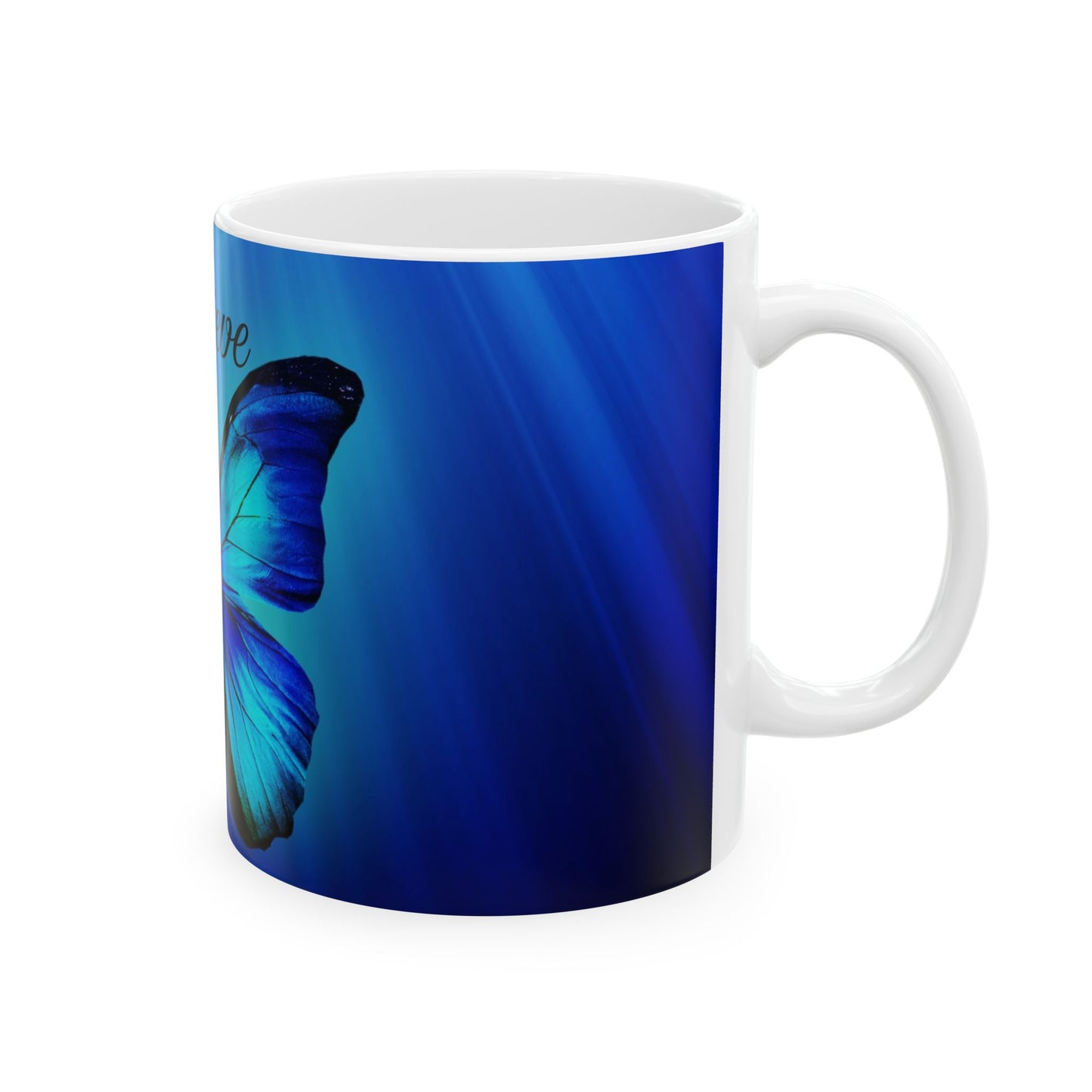 Elegant Butterfly Art Mug - "Believe" Coffee Cup, Inspirational Gift, Butterfly Lover's Mug, Home Decor, Unique Drinkware