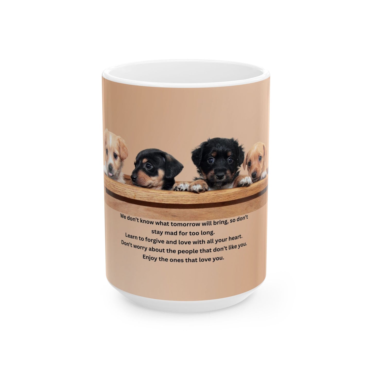 Puppy Pawprint Ceramic Mug — Inspirational Quote Coffee Cup (11oz & 15oz)