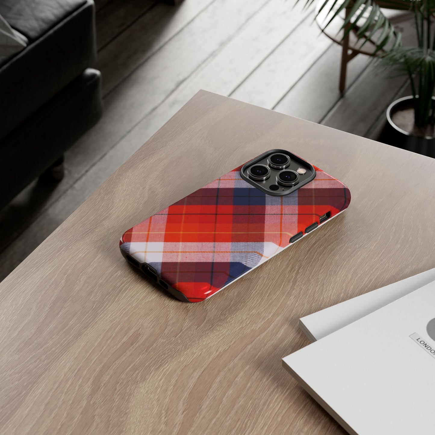 Tough Cases, Beautiful Red, White & Blue Plaid Design