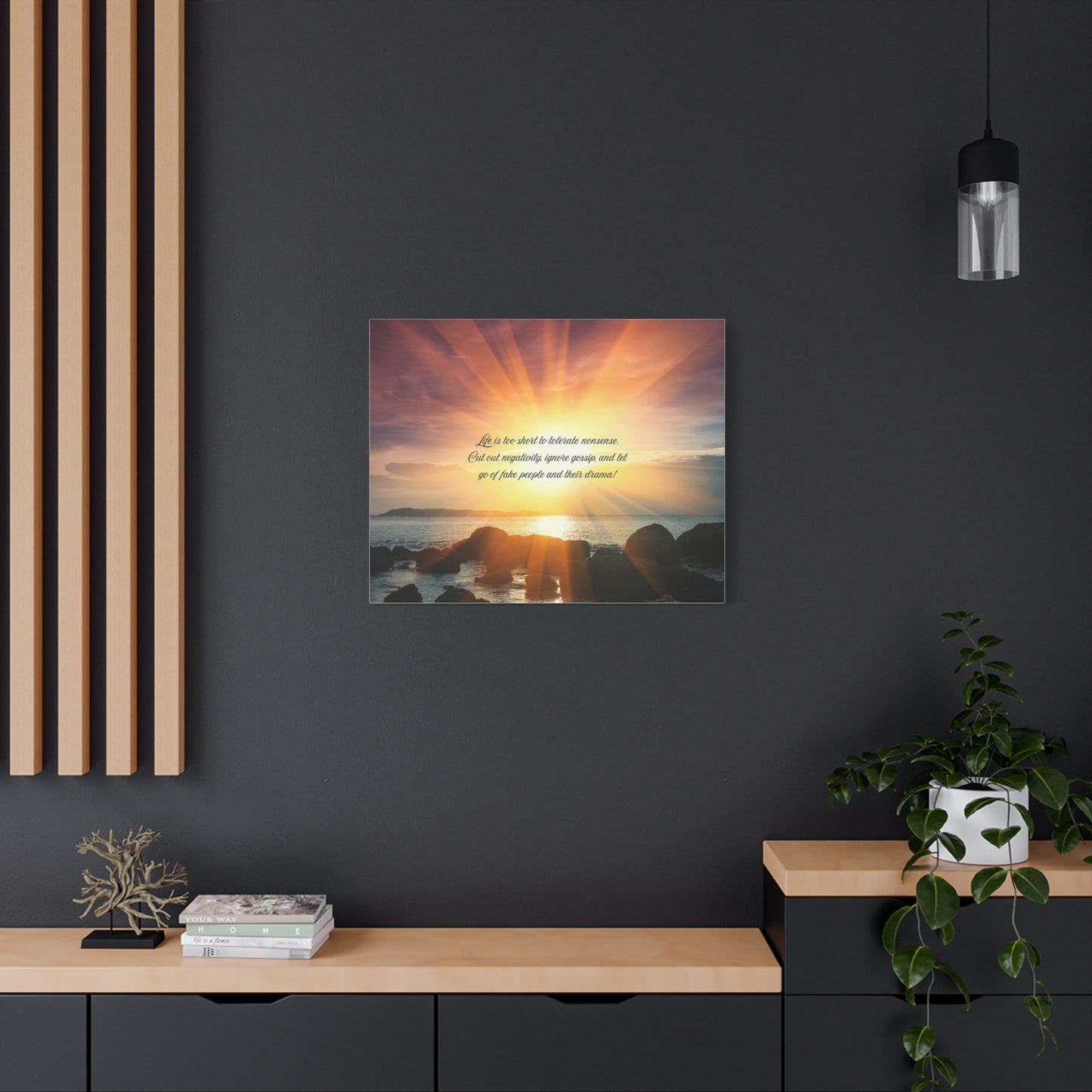 Inspirational Wall Art Canvas, Motivational Home Decor, Positive Quote Print, Beach Sunset Artwork, Gift for Friends