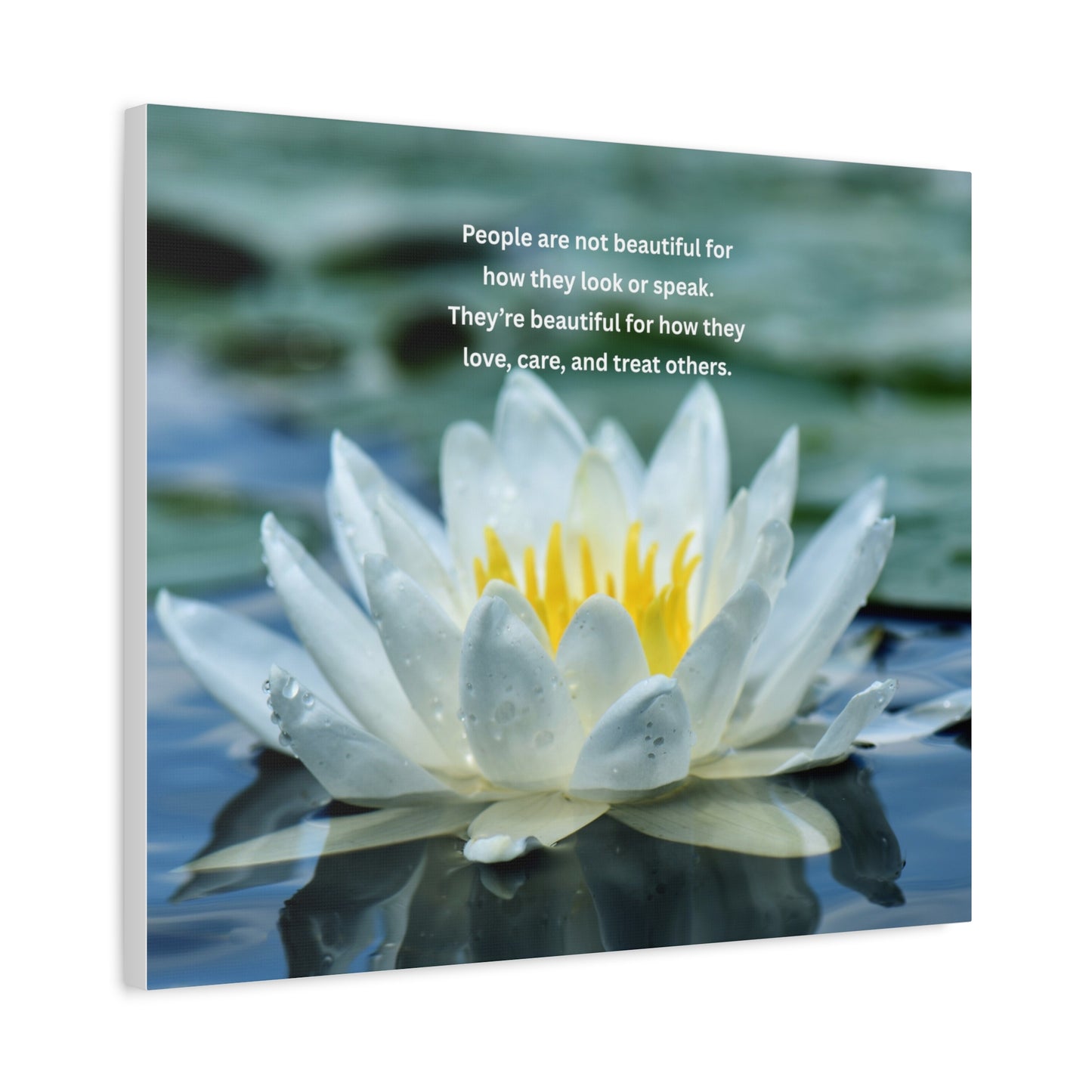 Lotus Wall Canvas – "People are not beautiful for how they look" Inspirational Quote Art