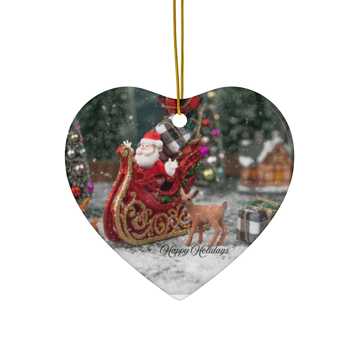 Christmas Ceramic Ornaments - Double-Sided Holiday Decorations, Custom Gifts for Tree, Home Decor, Festive Hanging Ornaments