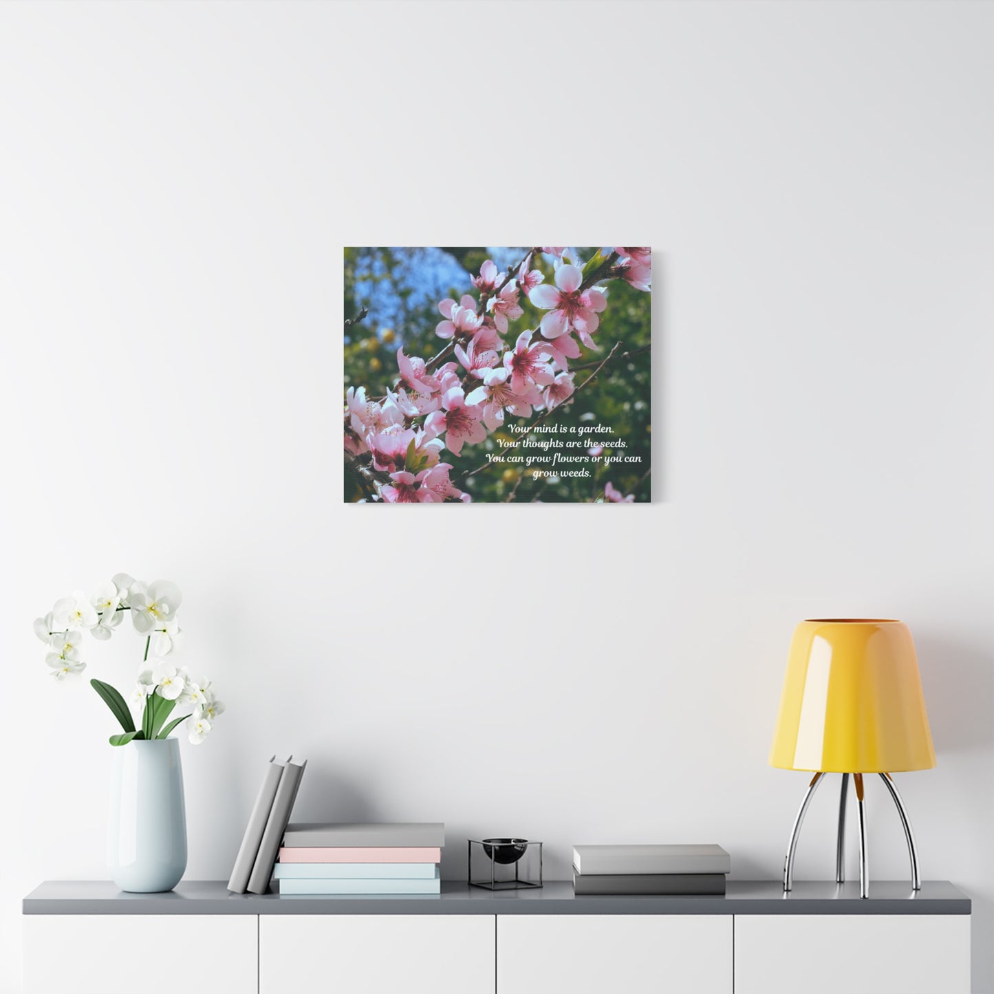 Inspirational Flower Canvas Wall Art, Nature Decor for Home, Motivational Gift, Garden Quote Print, Positive Thinking Wall Decor