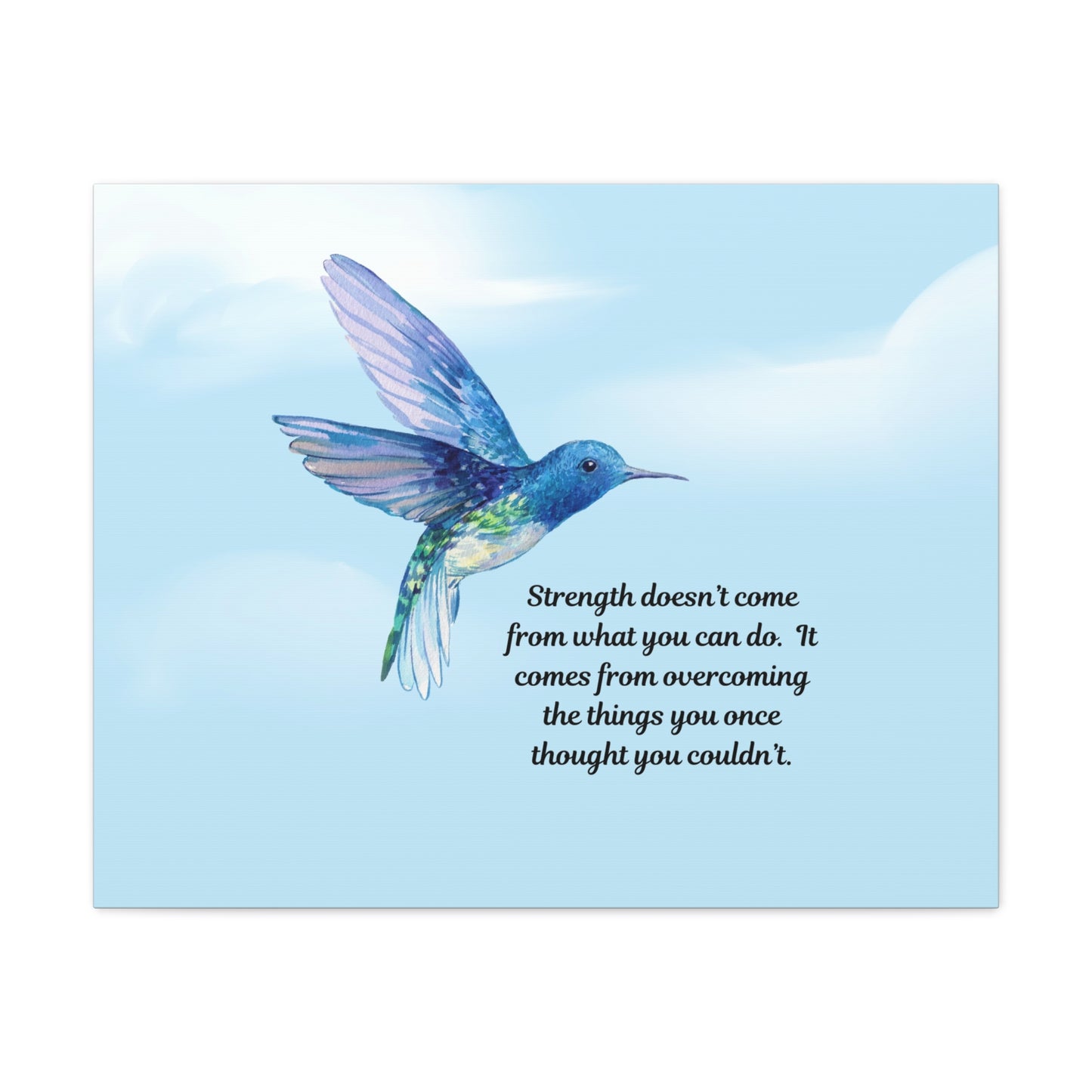 Inspirational Canvas Wall Art, Hummingbird Decor, Motivation Gift, Home Office Decoration, Strength Quote