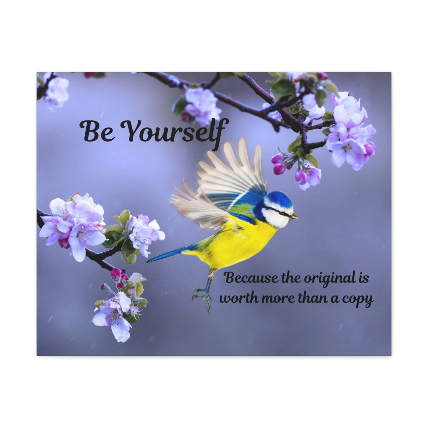 Inspirational Bird Canvas Wall Art, Be Yourself Quote, Home Decor, Nature Lover Gift, Motivational Artwork, Unique Gift for Her