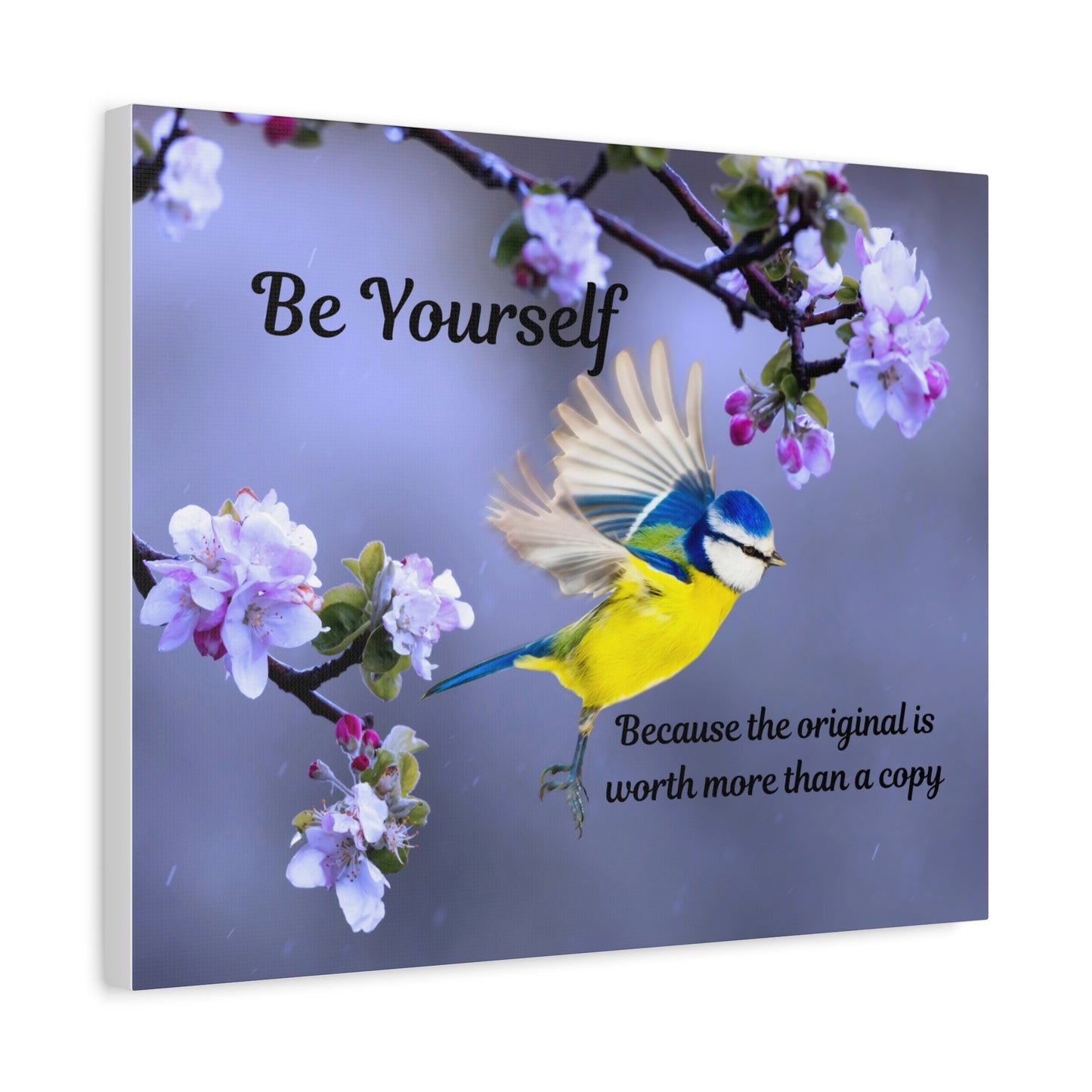 Inspirational Bird Canvas Wall Art, Be Yourself Quote, Home Decor, Nature Lover Gift, Motivational Artwork, Unique Gift for Her