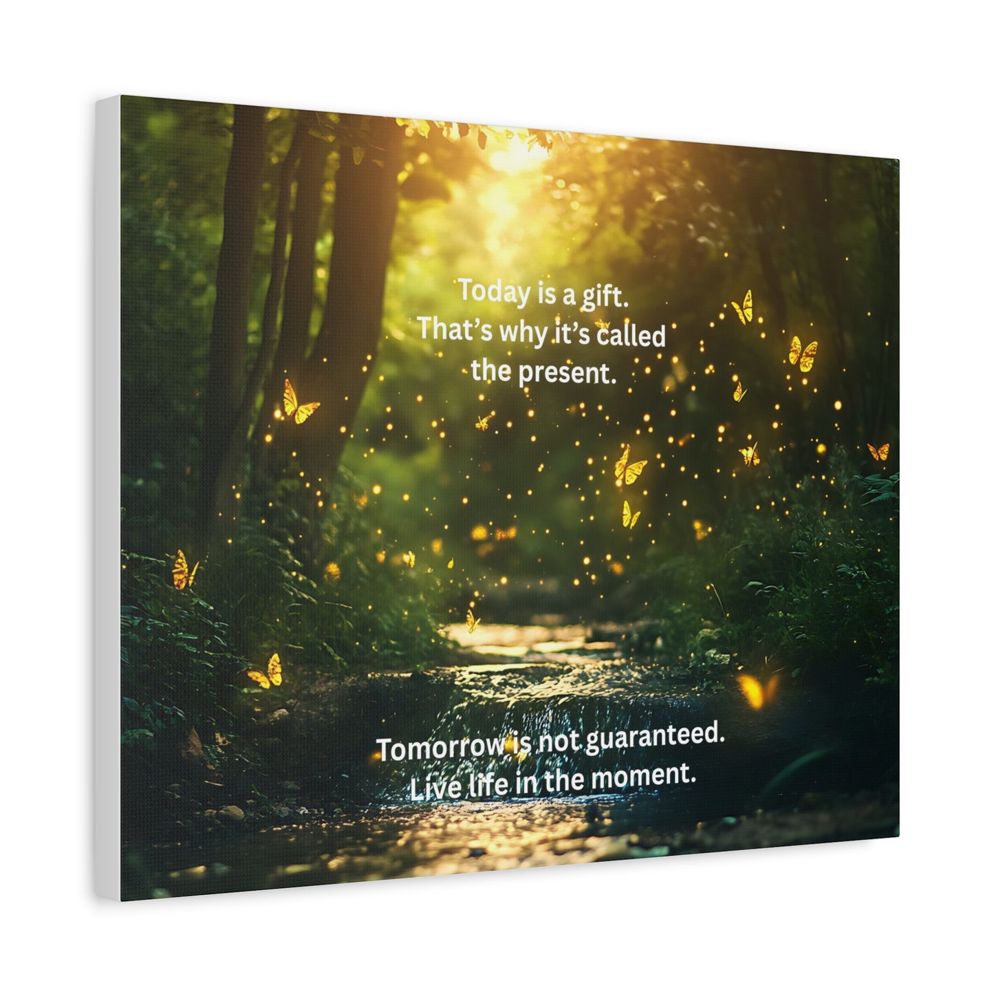 Inspirational Forest Canvas — "Today is a gift... the present" Wall Art