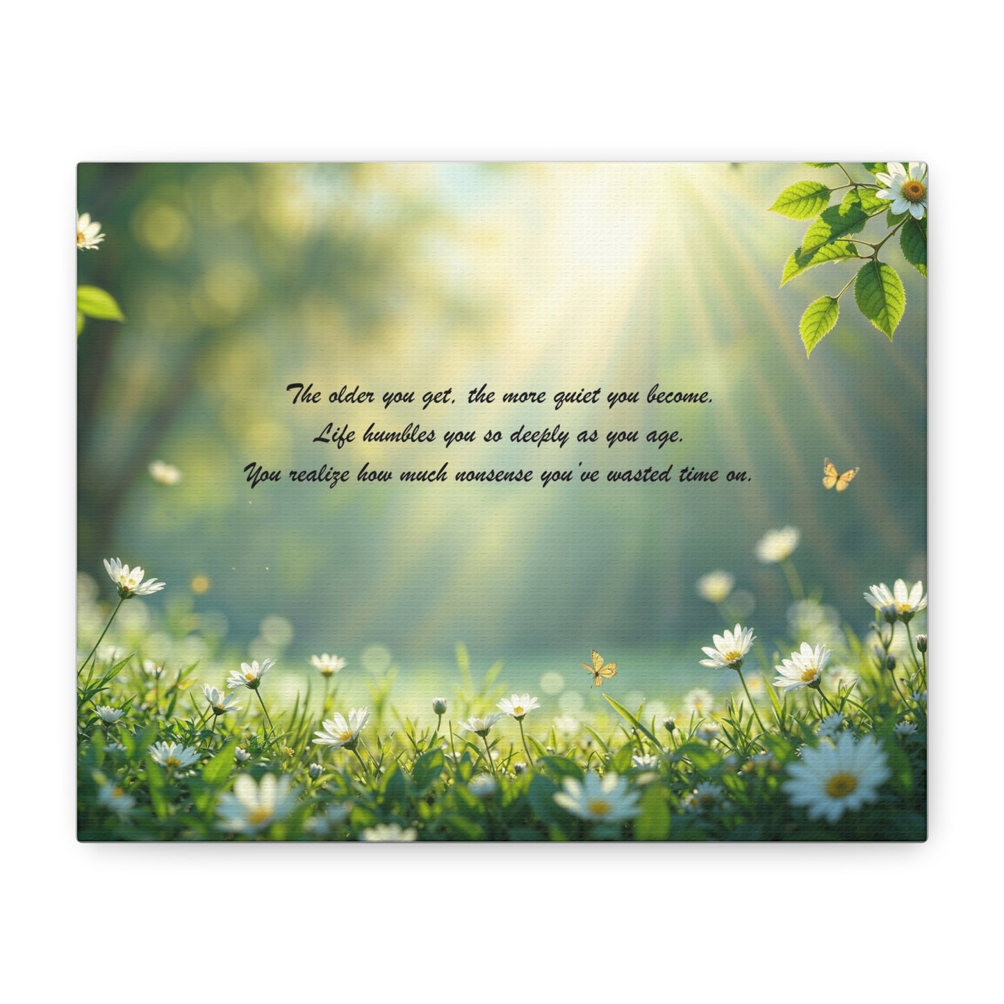 Sunlit Daisy Meadow Canvas Print – Inspirational Quote Wall Art