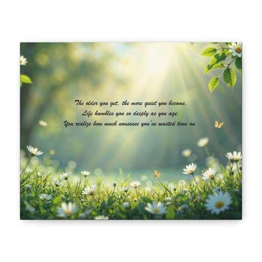 Sunlit Daisy Meadow Canvas Print – Inspirational Quote Wall Art