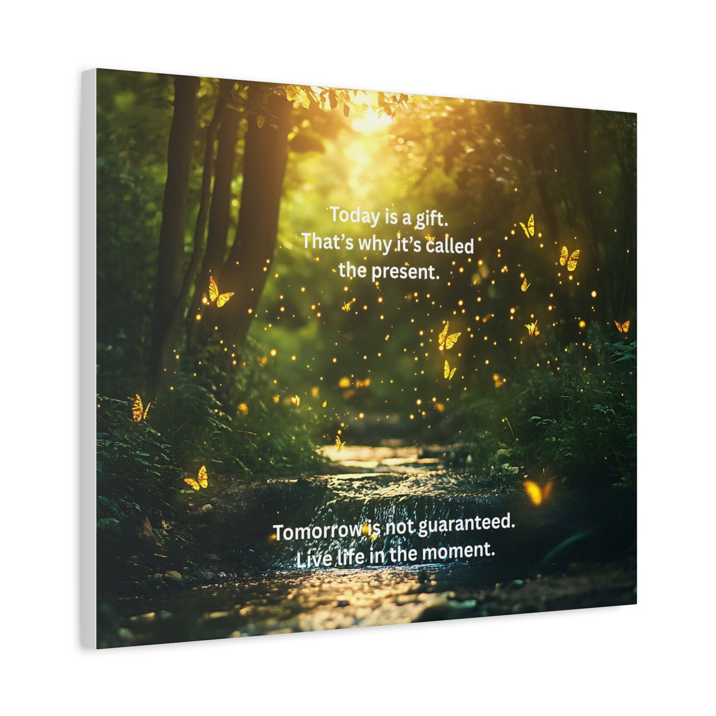 Inspirational Forest Canvas — "Today is a gift... the present" Wall Art