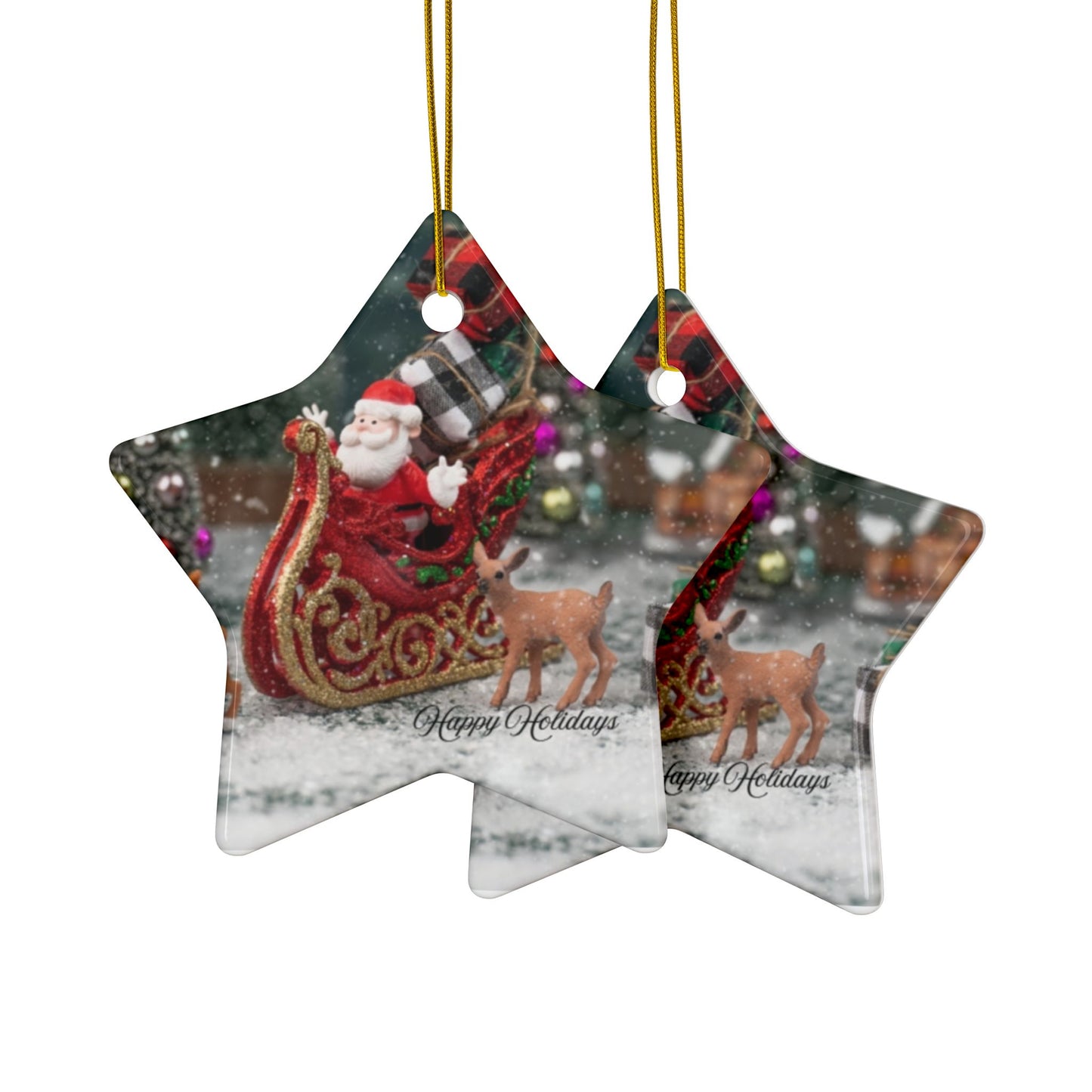 Christmas Ceramic Ornaments - Double-Sided Holiday Decorations, Custom Gifts for Tree, Home Decor, Festive Hanging Ornaments