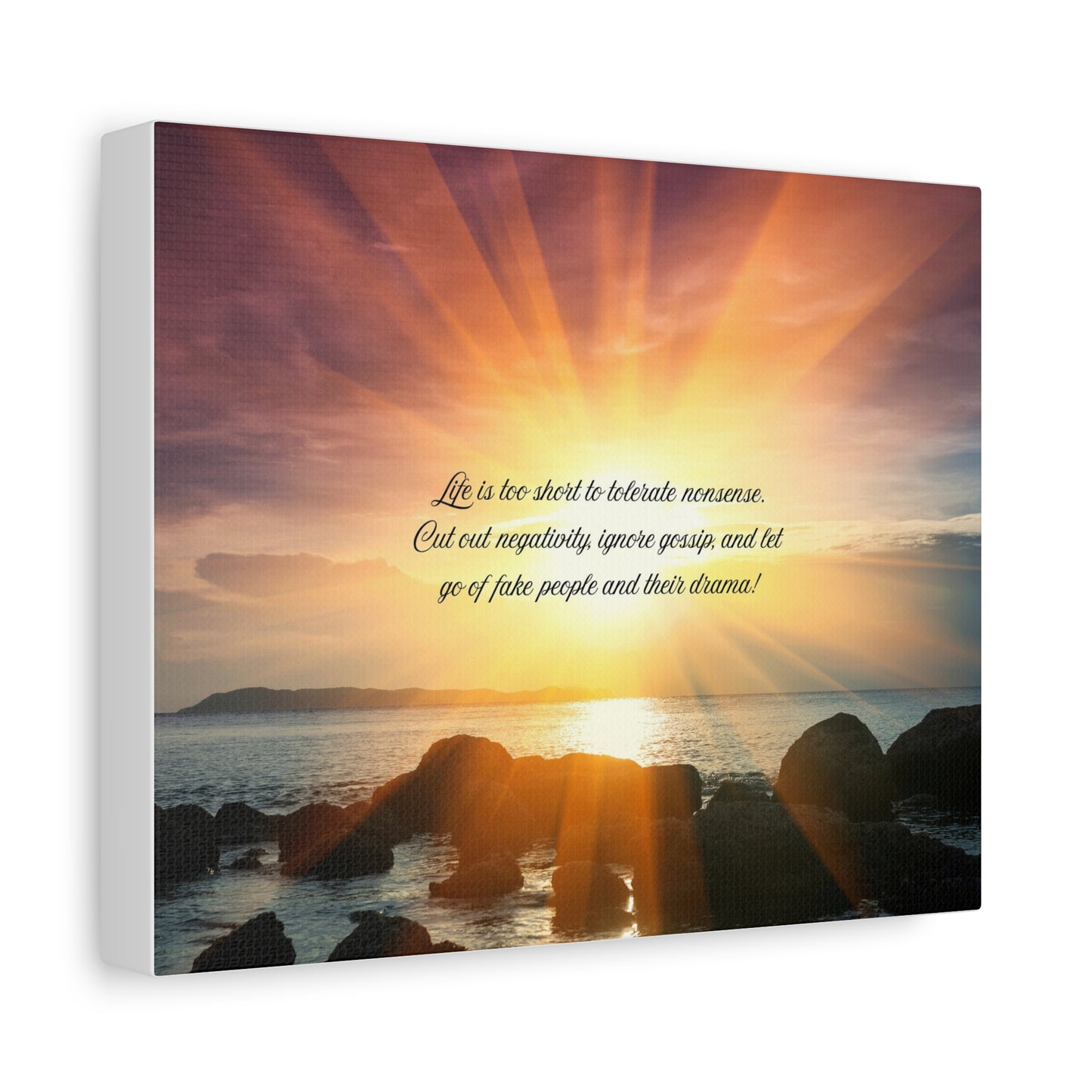 Inspirational Wall Art Canvas, Motivational Home Decor, Positive Quote Print, Beach Sunset Artwork, Gift for Friends
