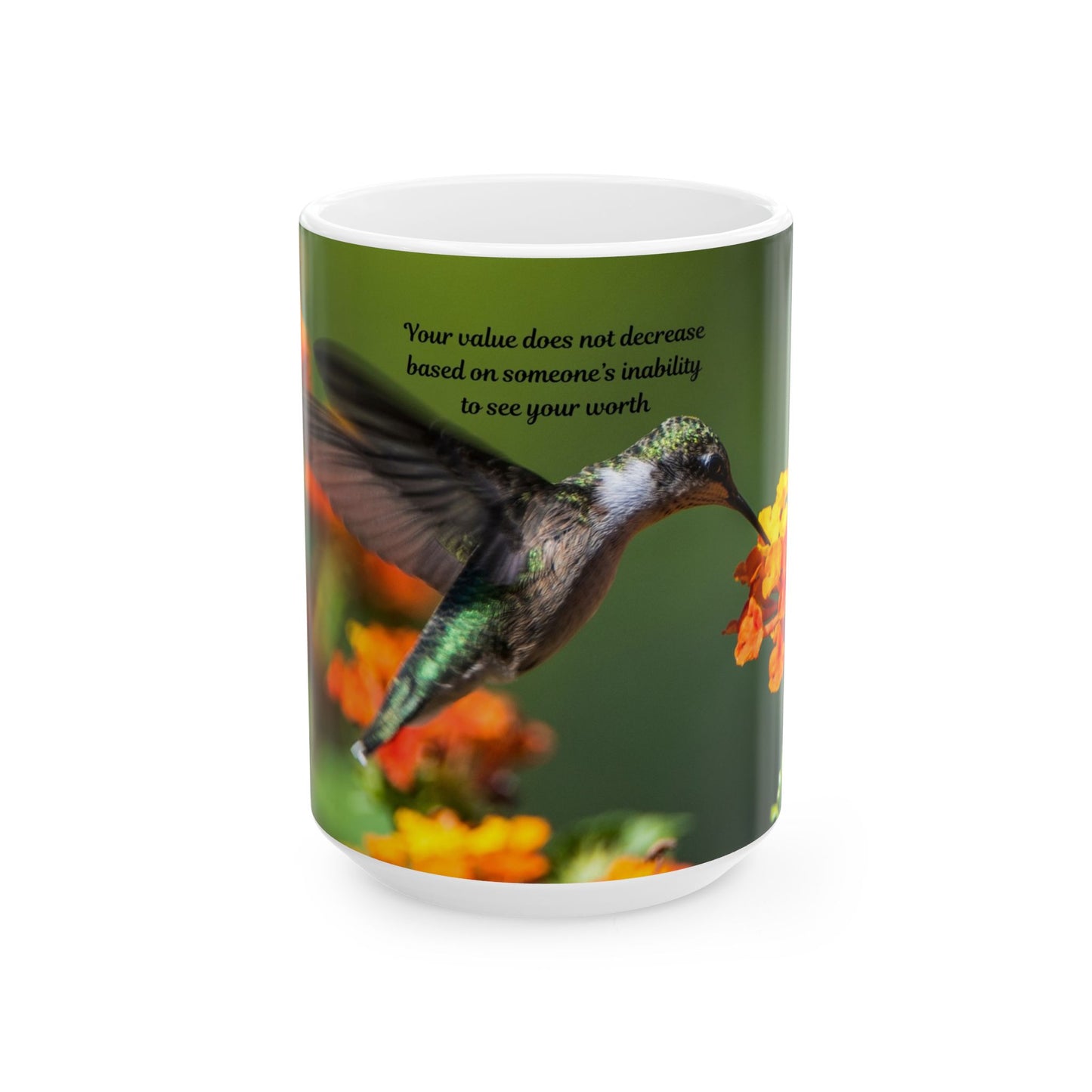 Inspirational Hummingbird Mug - Motivational Coffee Cup, Nature Lover Gift, Self-Worth Reminder, Office Drinkware, Mother's Day Present