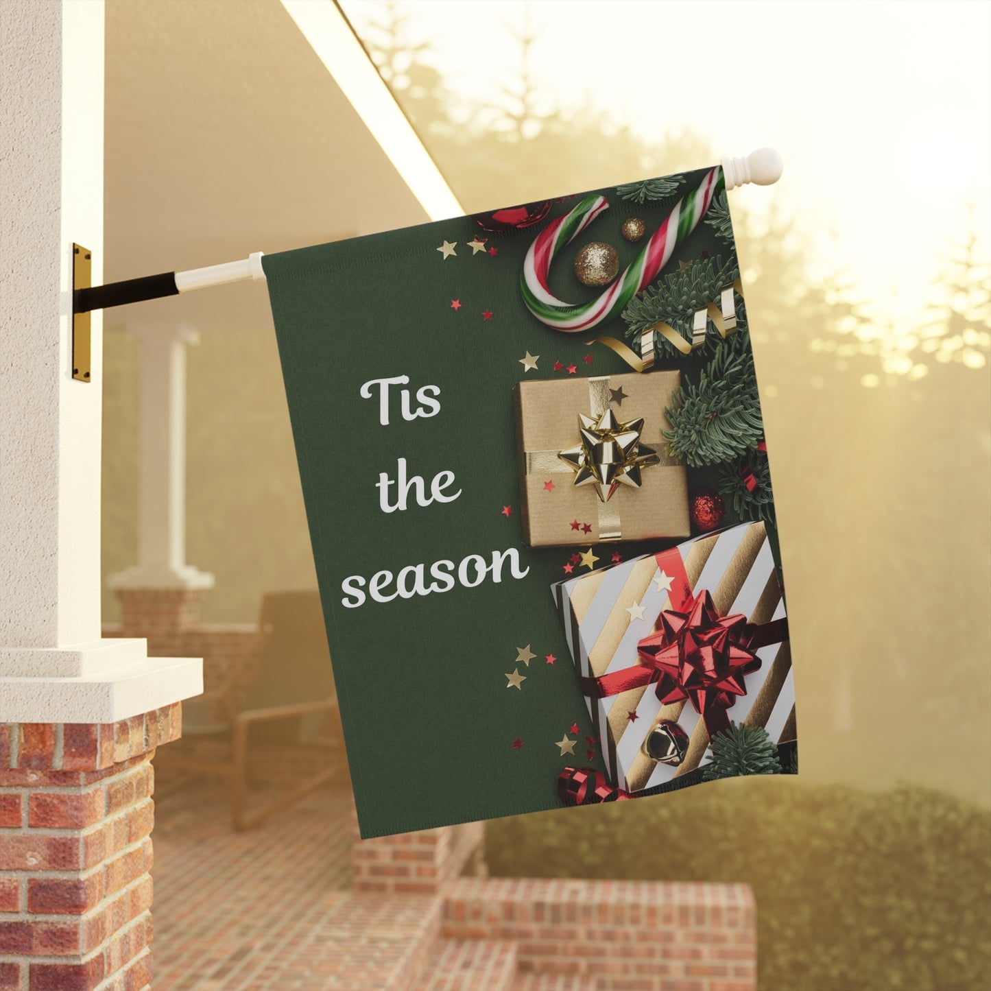 Christmas Garden Flag - "Tis the Season" Holiday House Banner