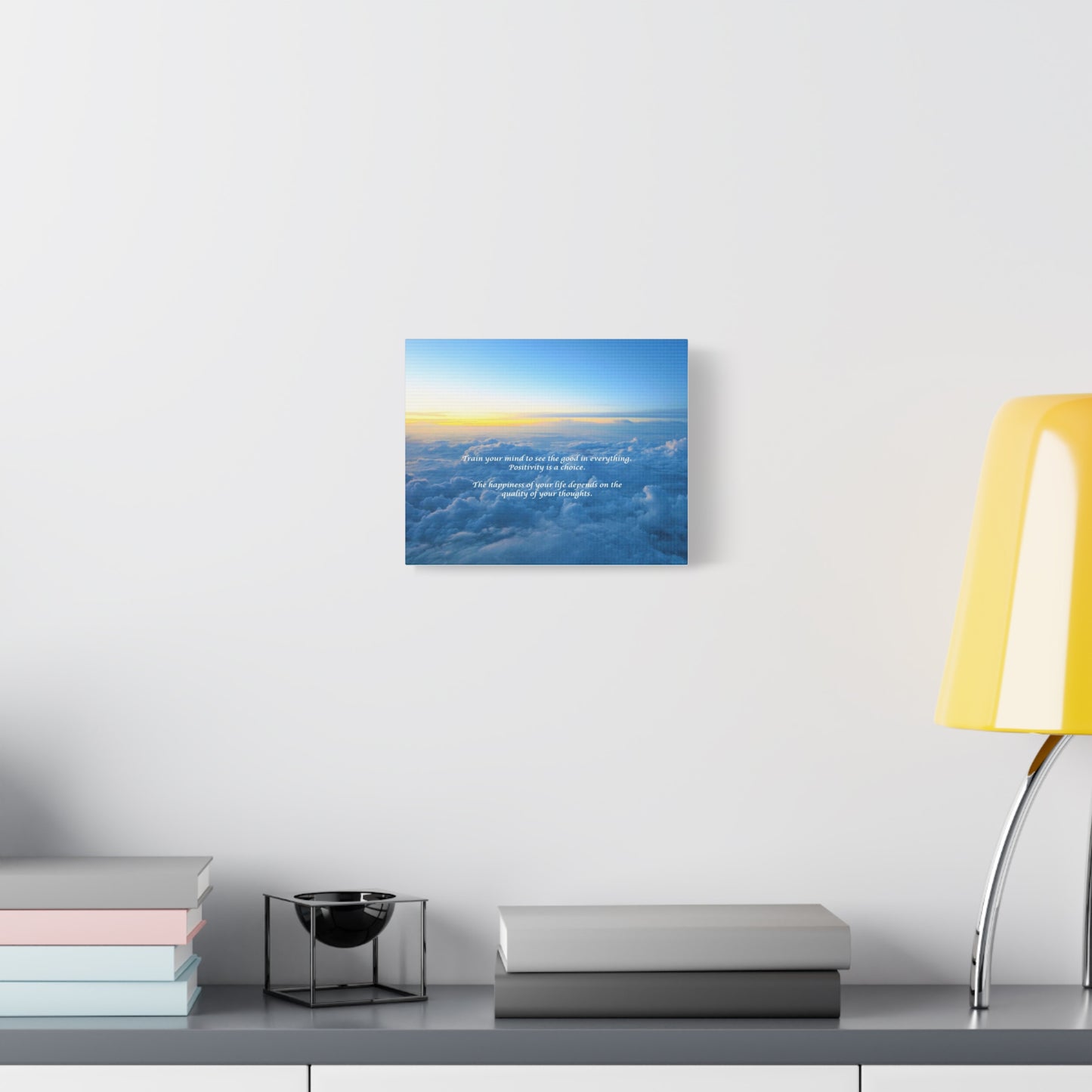 Inspirational Cloudscape Canvas Print — "Train your mind to see the good" Wall Art